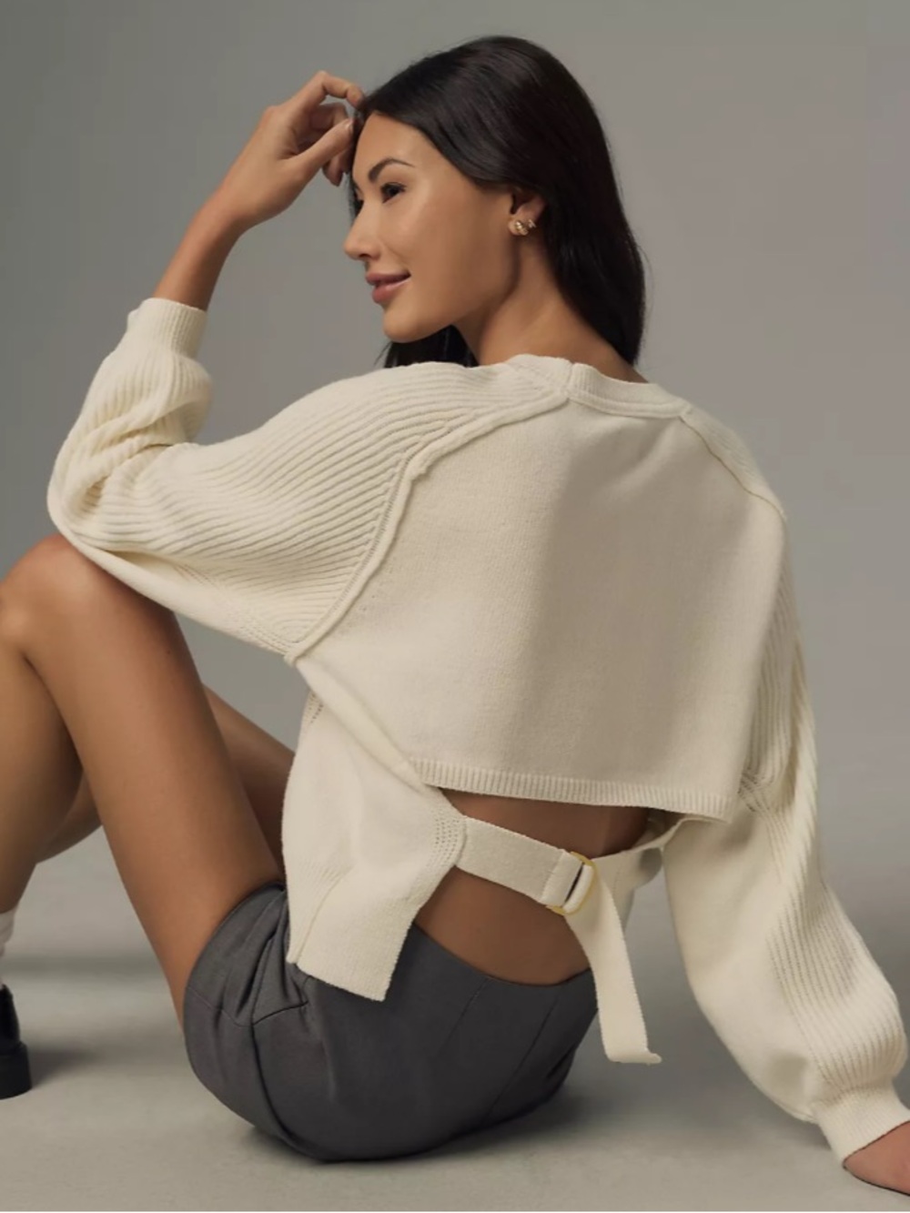 Anthropologie Pilcro Buckled Open-Back Sweater Size Large
